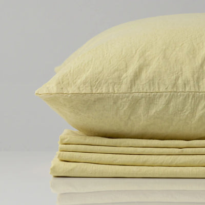 Washed Cotton Bedding Set "Lemon Sorbet" by Supreme Rest