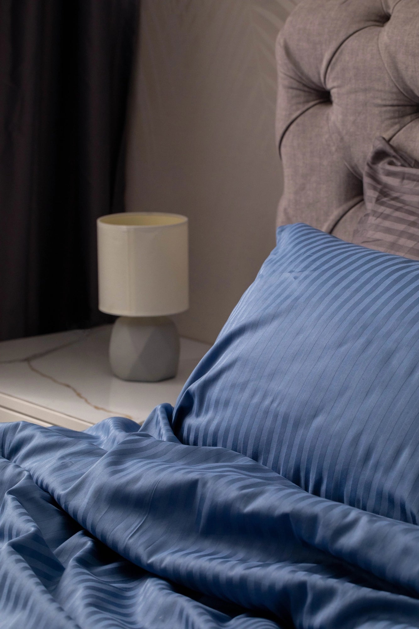 Синій сатиновий комплект з органічної бавовни, OEKO-TEX, гіпоалергенний