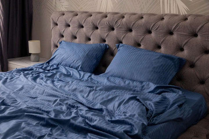 Натуральний синій сатин, індивідуальне пошиття з органічної бавовни на замовлення