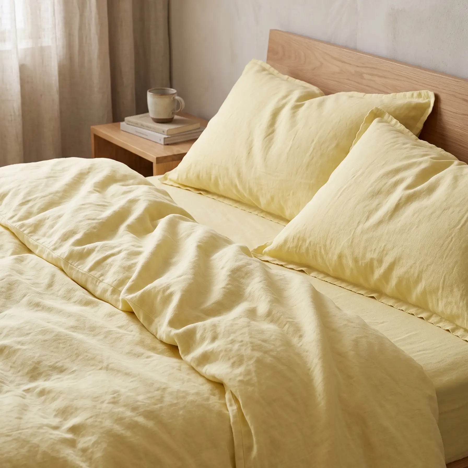 Washed Cotton Bedding Set "Lemon Sorbet" by Supreme Rest